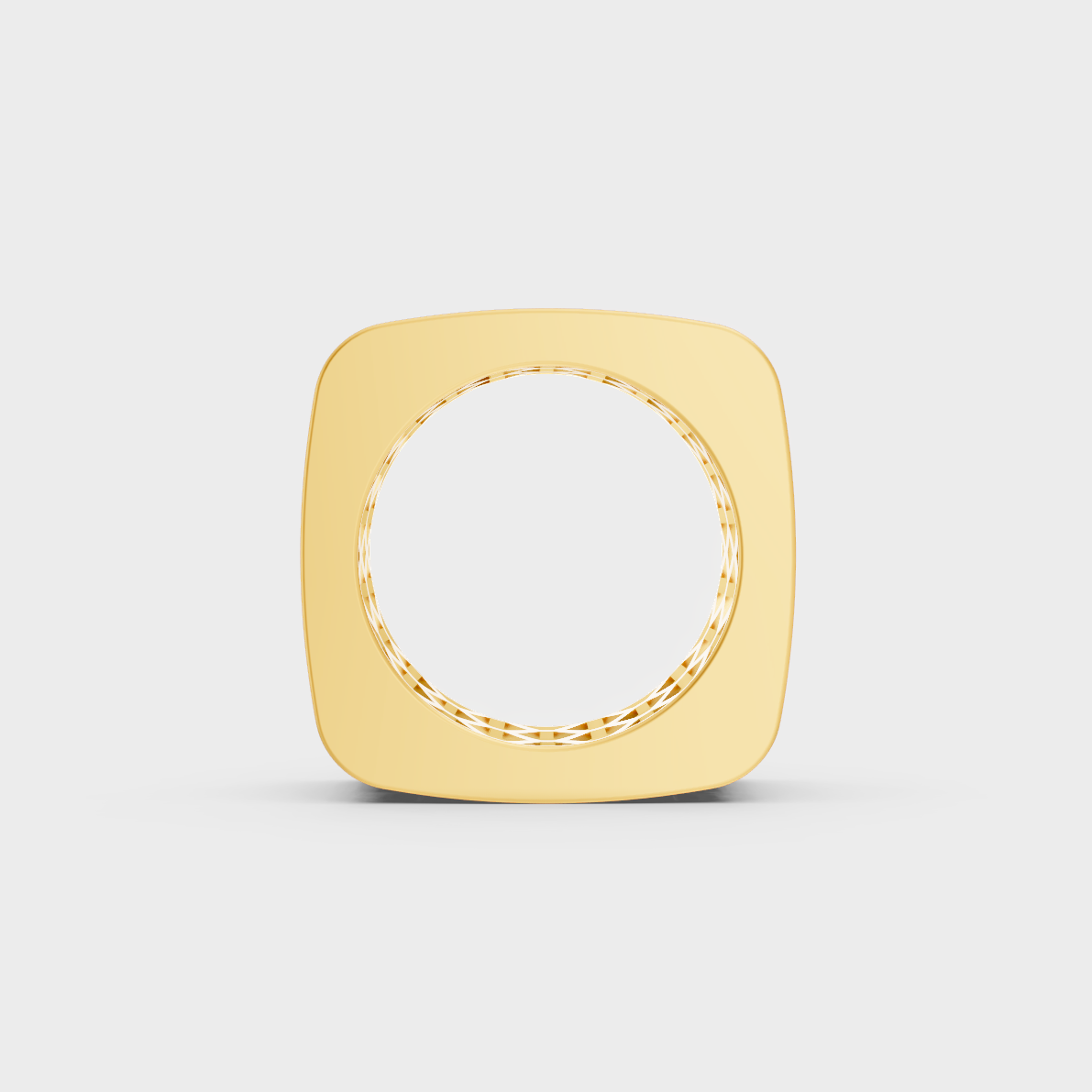 Side profile perspective of 12ct luxury diamond mens band in polished yellow gold