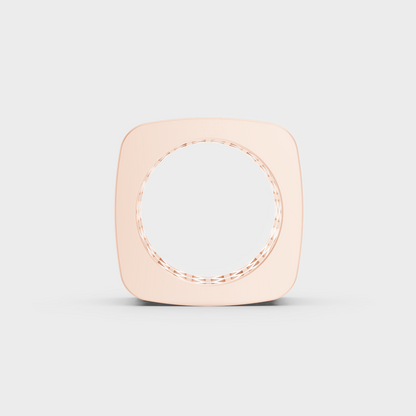 Angled profile view of 12ct luxury diamond mens band in contemporary rose gold