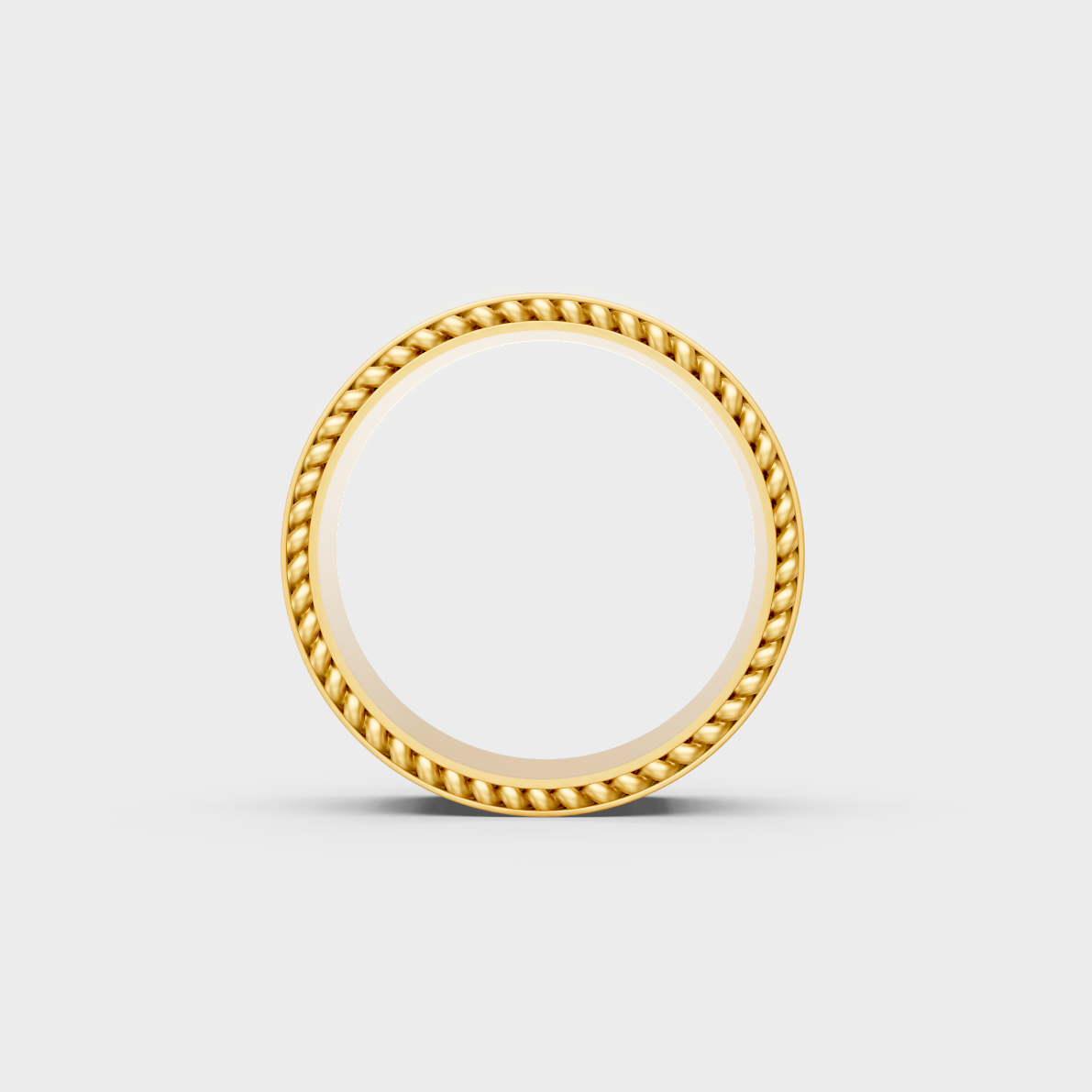 Side profile perspective of 3.08ct luxury diamond mens band in polished yellow gold