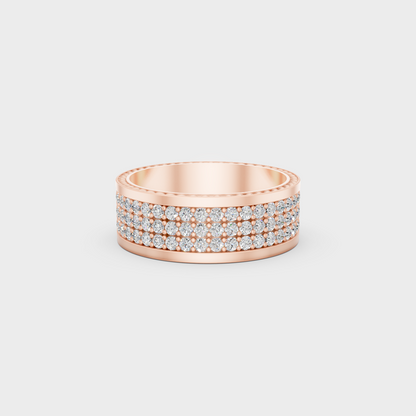 3.08 carat round cut lab grown diamond mens band crafted in 14k rose gold