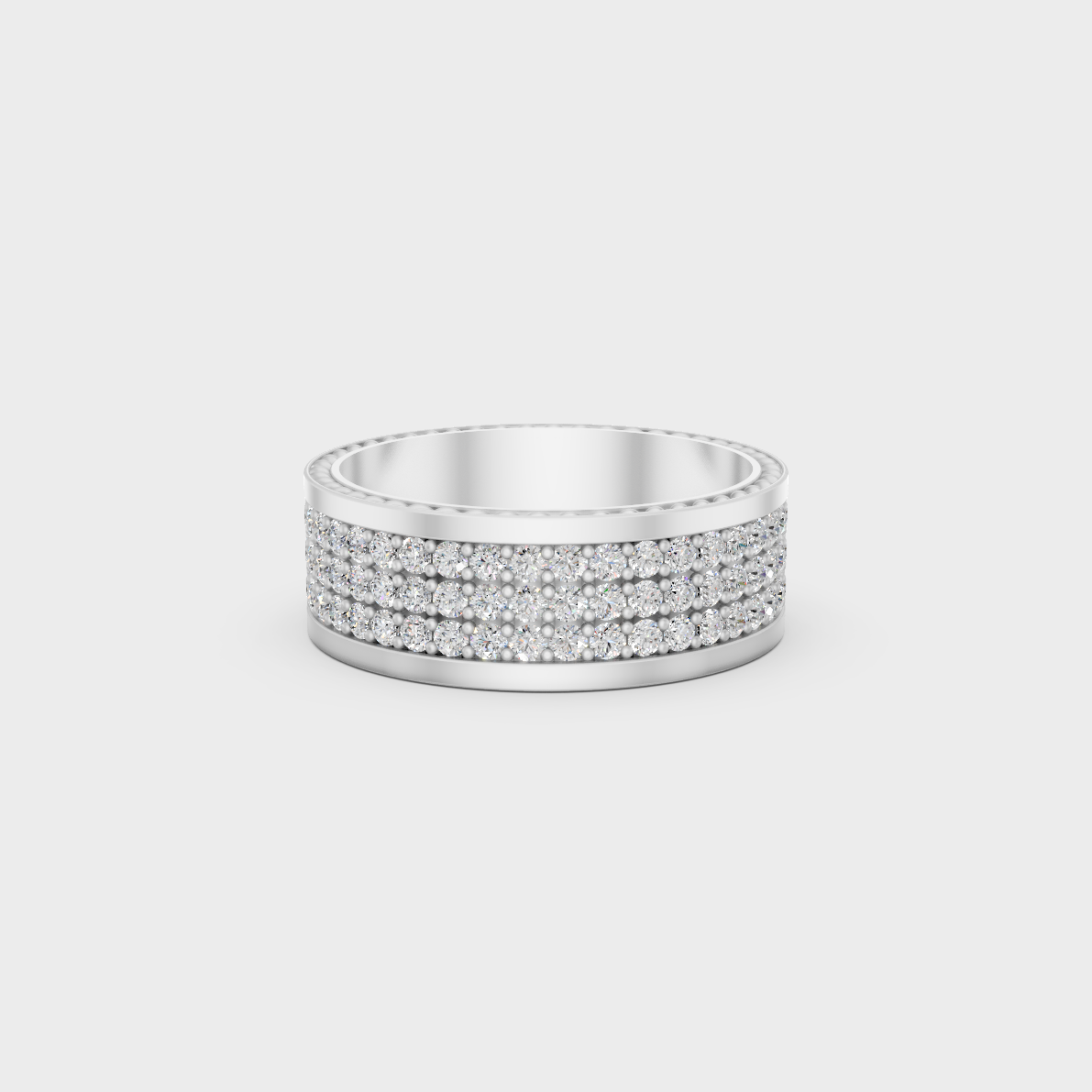 3.08 carat round cut lab grown diamond mens band in classic white gold and platinum