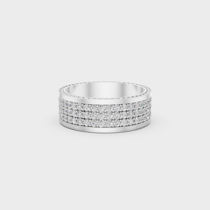 3.08 carat round cut lab grown diamond mens band in classic white gold and platinum
