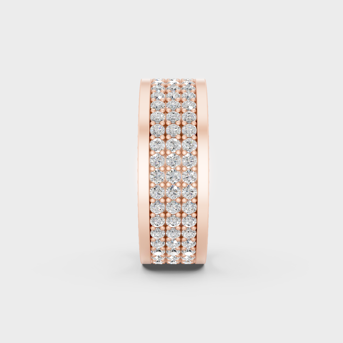 On-hand fit shot of 3.08 carat lab grown diamond mens ring in rose gold finish