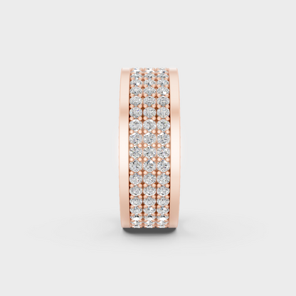 On-hand fit shot of 3.08 carat lab grown diamond mens ring in rose gold finish