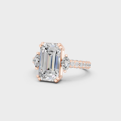 7.50 carat multishape lab grown diamond ring crafted in 14k rose gold front view
