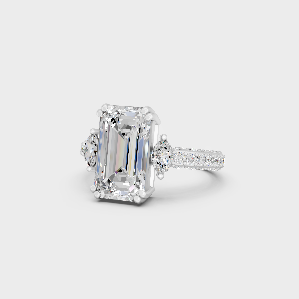 7.50 carat multishape lab grown diamond ring in classic white gold and platinum