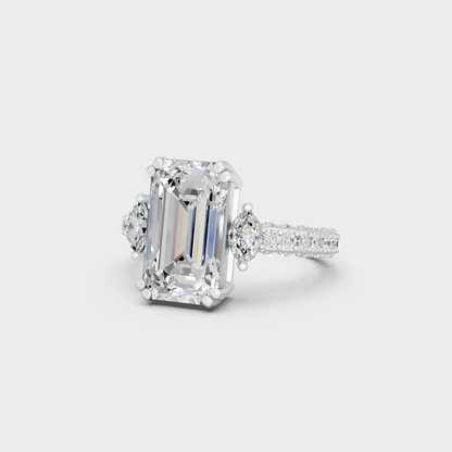 7.50 carat multishape lab grown diamond ring in classic white gold and platinum