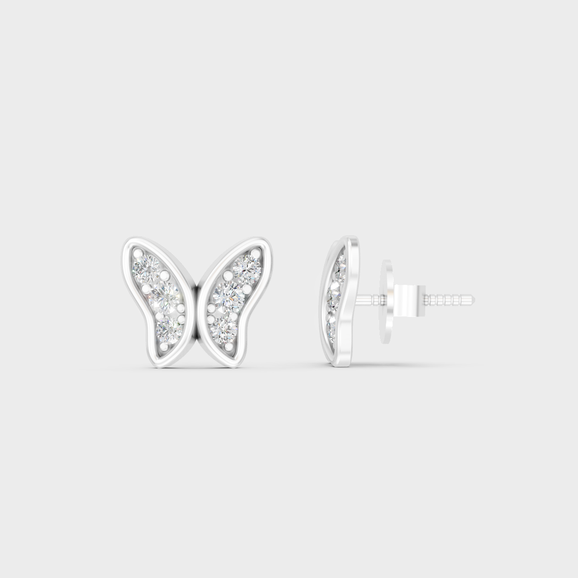 Breathtaking shine of 0.63 Carat Round Cut Lab-Grown Diamond Butterfly Earrings in solid 950 Platinum.