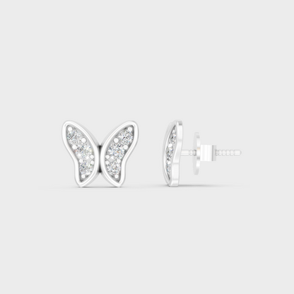 Breathtaking shine of 0.63 Carat Round Cut Lab-Grown Diamond Butterfly Earrings in solid 950 Platinum.