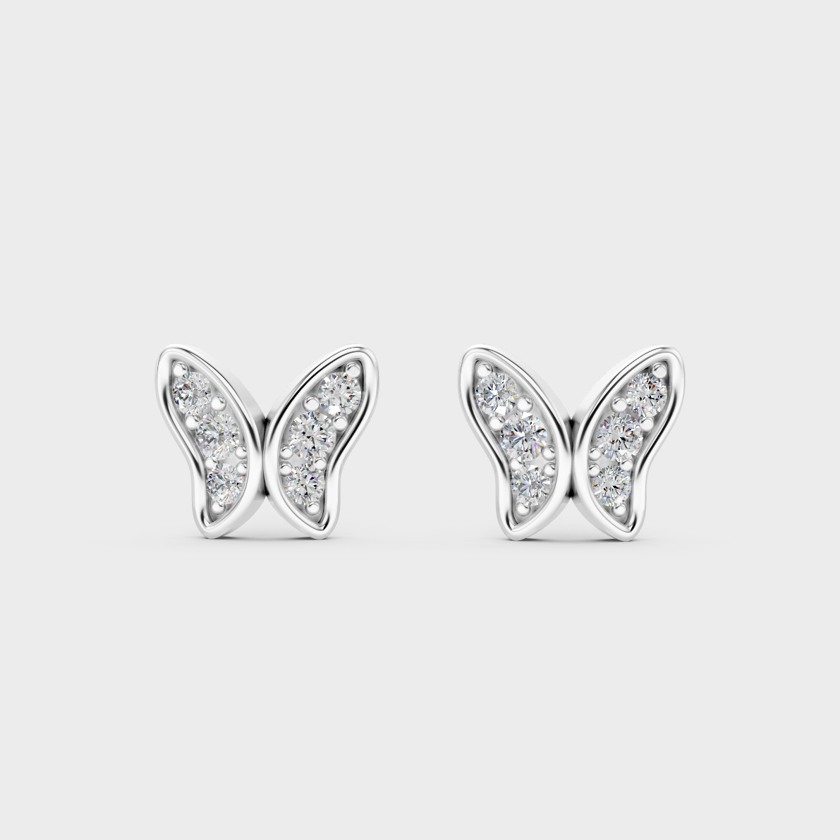 Precise prong placement securing brilliant stones on 950 Platinum Butterfly Shape Lab Diamond Earrings.