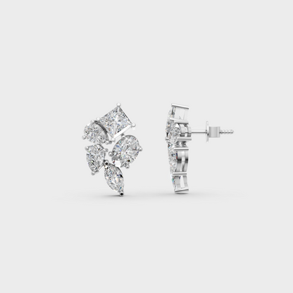 Breathtaking shine of 2.40 Carat Multishape Lab-Grown Diamond Stud Earrings in solid 950 Platinum.
