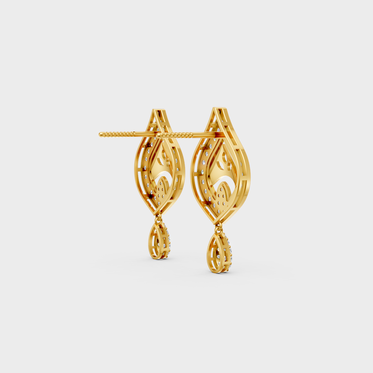 High-polish 14K Yellow Gold Setting supporting classic Round Cut Lab-Grown Diamond Stud Earrings.