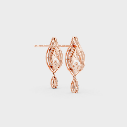 Premium jewelry box opening to reveal 0.49ct Round Lab-Grown Diamond Studs in 14K Rose Gold.