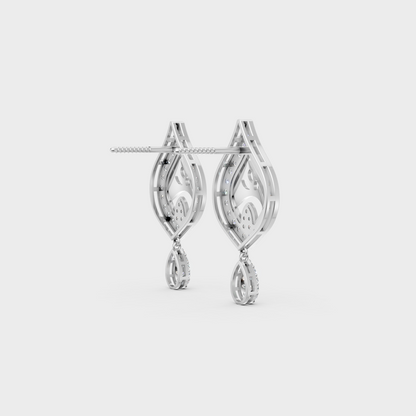 Contemporary style display of 0.49 Carat Sustainable Diamond Stud Earrings in radiant 18K White Gold.