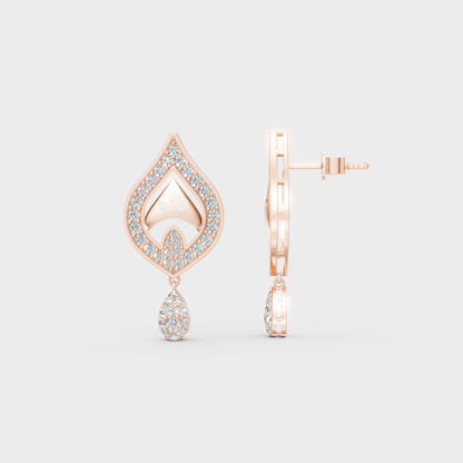 Romantic profile of 0.49 Carat Round Cut Lab-Grown Diamond Stud Earrings in blush 14K Rose Gold.