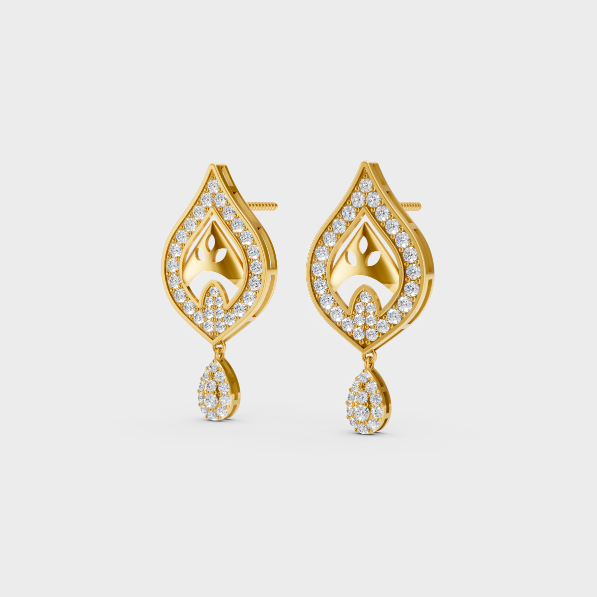 Side angle showing the secure backing and Brilliant Sparkle of Ethical Luxury Solitaire Studs in 18K Yellow Gold.