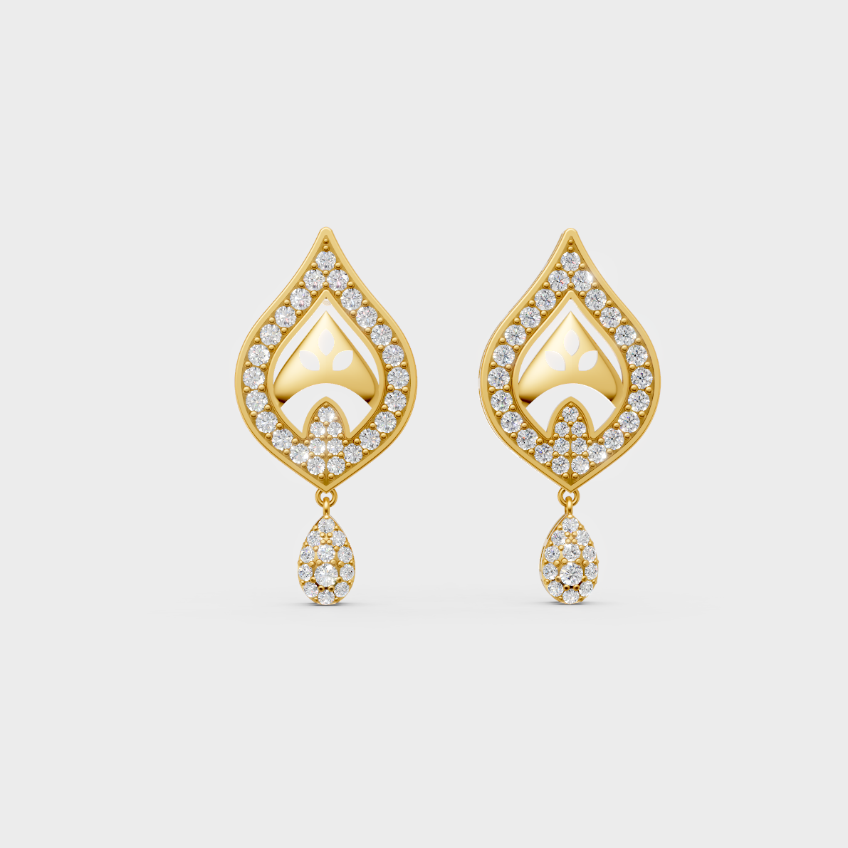 On-model ear wearing a pair of 0.49ct Round Lab-Grown Diamond Studs in classic 9K Yellow Gold.