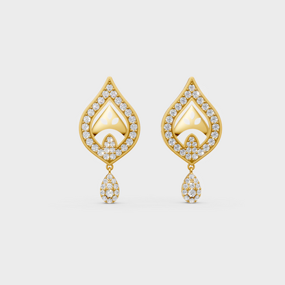 On-model ear wearing a pair of 0.49ct Round Lab-Grown Diamond Studs in classic 9K Yellow Gold.
