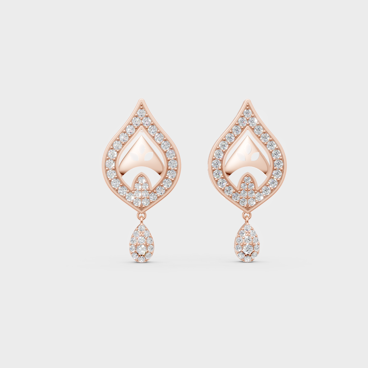 Top-down view displaying the Brilliant Sparkle of 0.49ct Round Lab-Grown Diamond Studs in 9K Rose Gold.