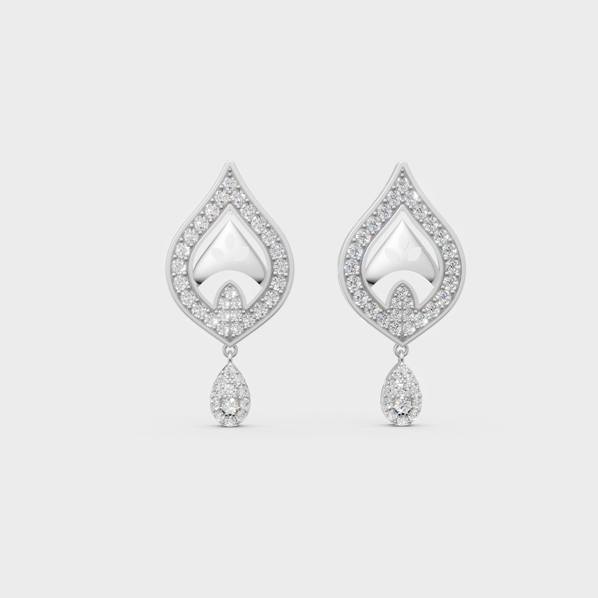 On-ear perspective highlighting the icy Brilliant Sparkle of 0.49ct White Gold Round Diamond Studs.