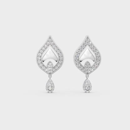 On-ear perspective highlighting the icy Brilliant Sparkle of 0.49ct White Gold Round Diamond Studs.