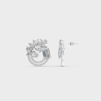 Breathtaking shine of 1.8 Carat Multishape Lab-Grown Diamond Stud Earrings in solid 950 Platinum.