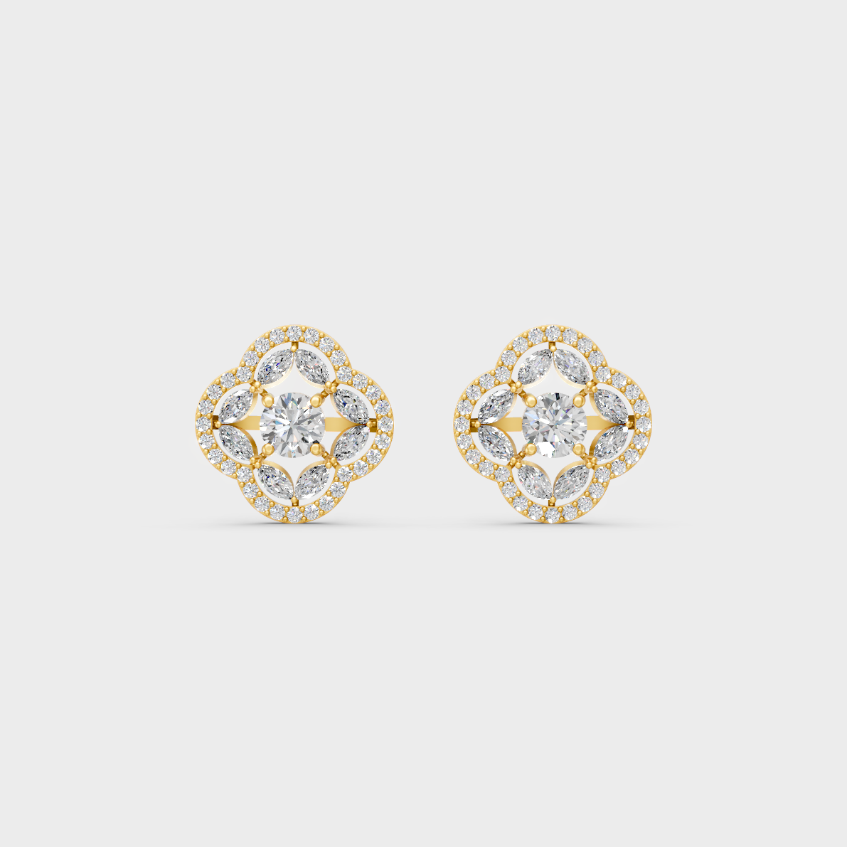 1.56 Ct Round & Marquise Lab Diamond Stud Earrings