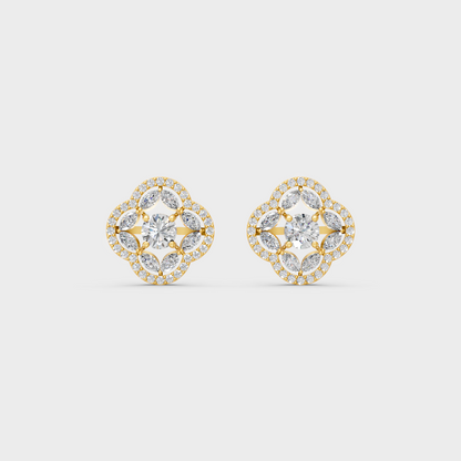 1.56 Ct Round & Marquise Lab Diamond Stud Earrings