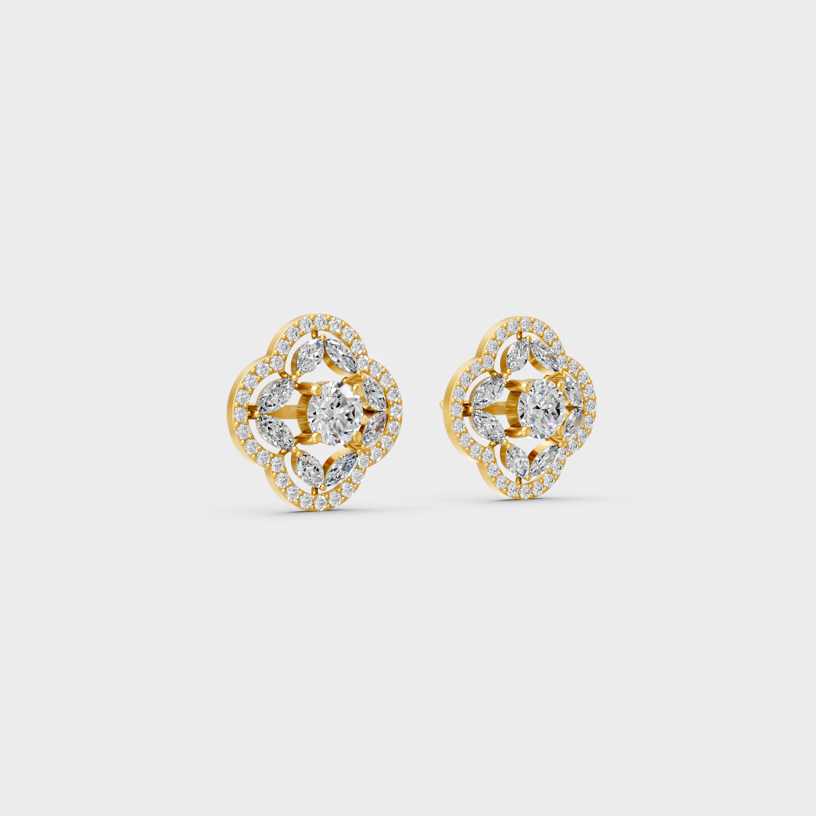 1.56 Ct Round & Marquise Lab Diamond Stud Earrings