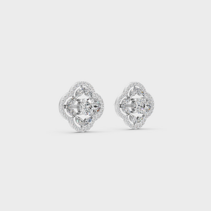 1.56 Ct Round & Marquise Lab Diamond Stud Earrings