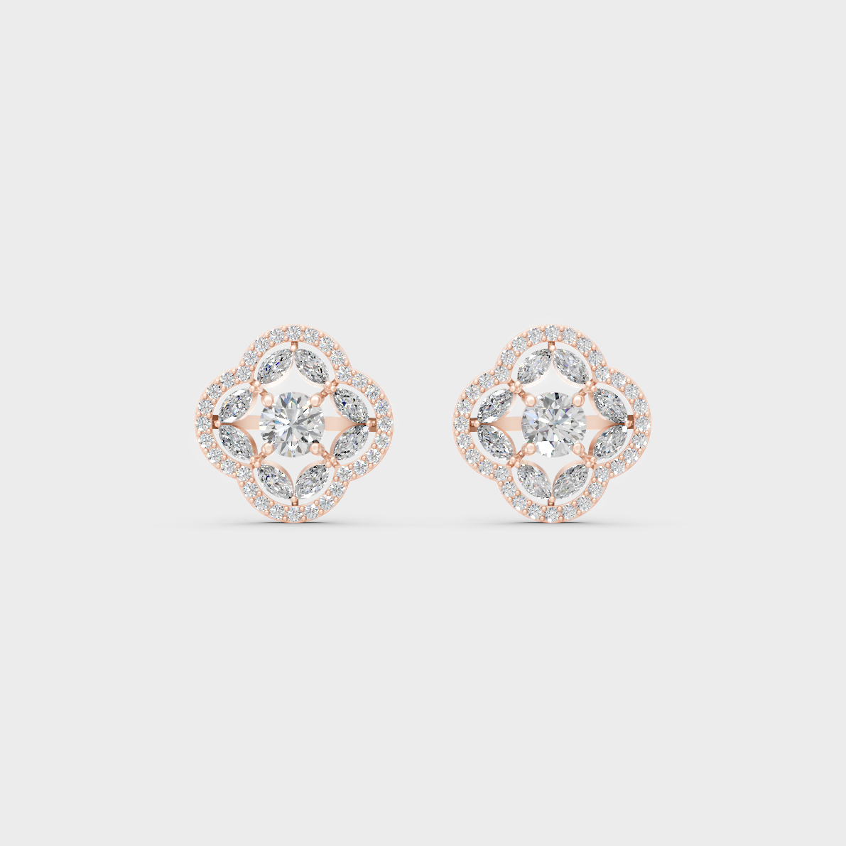 1.56 Ct Round & Marquise Lab Diamond Stud Earrings