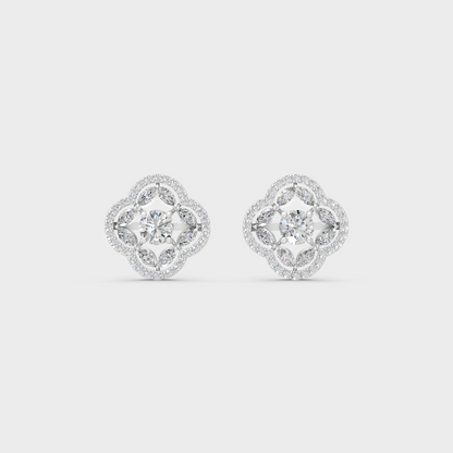 1.56 Ct Round & Marquise Lab Diamond Stud Earrings