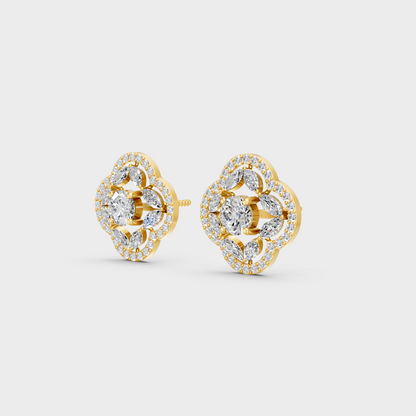 1.56 Ct Round & Marquise Lab Diamond Stud Earrings