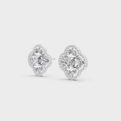 1.56 Ct Round & Marquise Lab Diamond Stud Earrings
