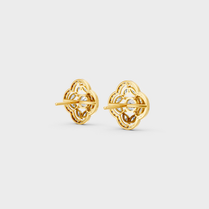 1.56 Ct Round & Marquise Lab Diamond Stud Earrings
