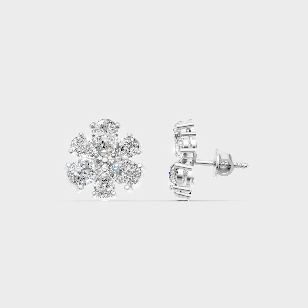 Breathtaking shine of 2.30 Carat Pear Cut Lab-Grown Diamond Stud Earrings in solid 950 Platinum.