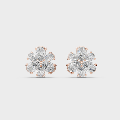 Top-down view displaying the Brilliant Sparkle of 2.30ct Pear Cut Lab-Grown Diamond Studs in 9K Rose Gold.