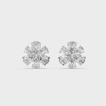 On-ear perspective highlighting the icy Brilliant Sparkle of 2.30ct White Gold Pear Diamond Studs.
