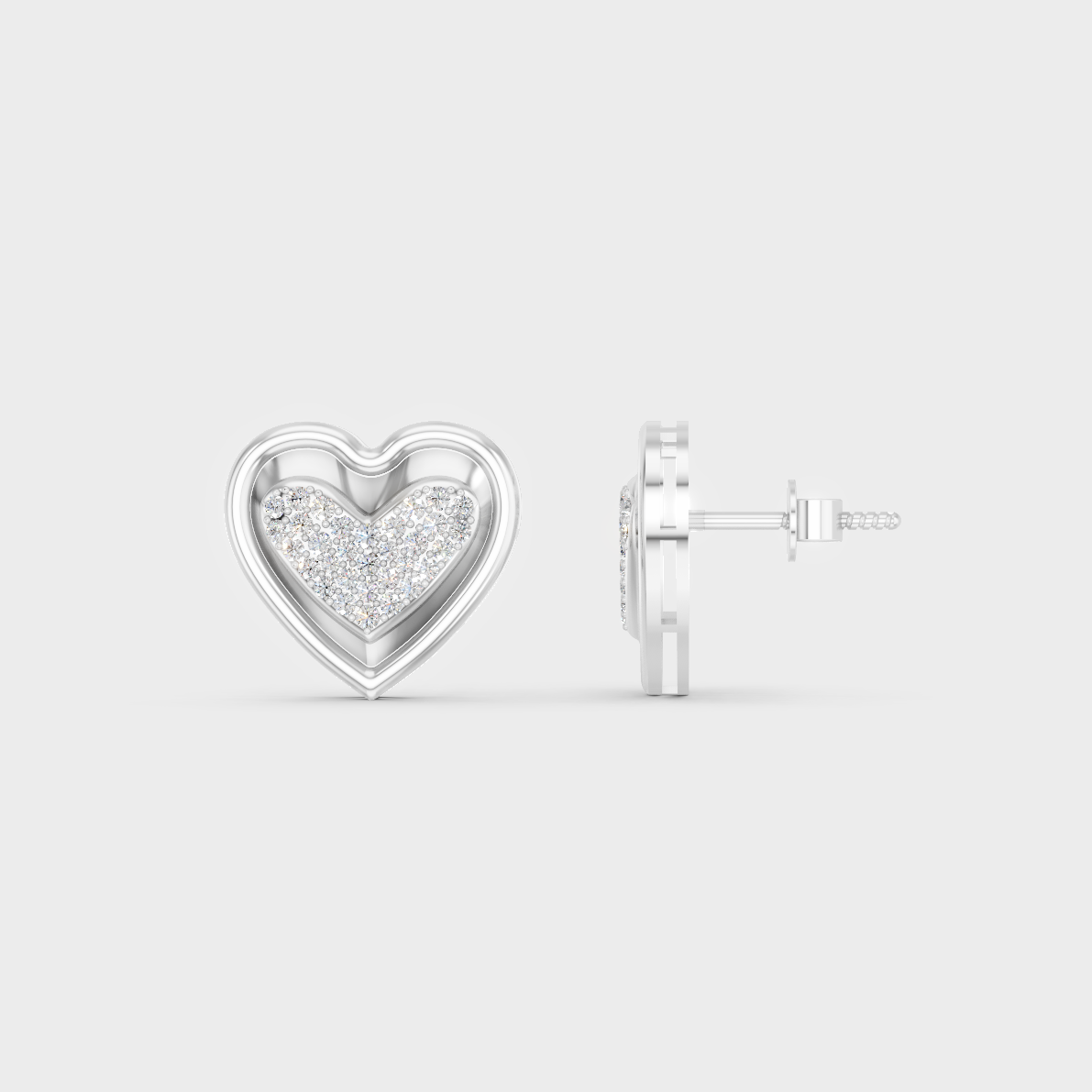 Breathtaking shine of 0.50 Carat Round Cut Lab-Grown Diamond Heart Stud Earrings in solid 950 Platinum.