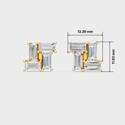 2.88 Ct Baguette Cut Lab Diamond Stud Earrings