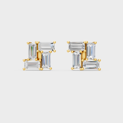 2.88 Ct Baguette Cut Lab Diamond Stud Earrings