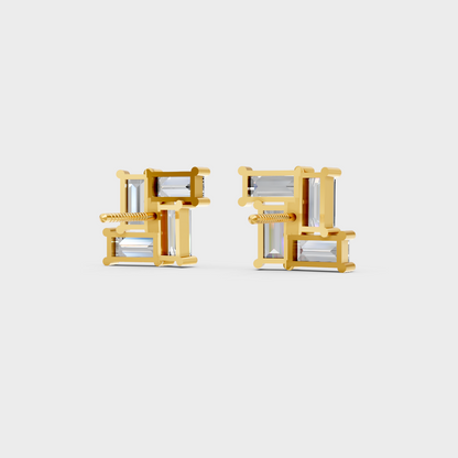 2.88 Ct Baguette Cut Lab Diamond Stud Earrings