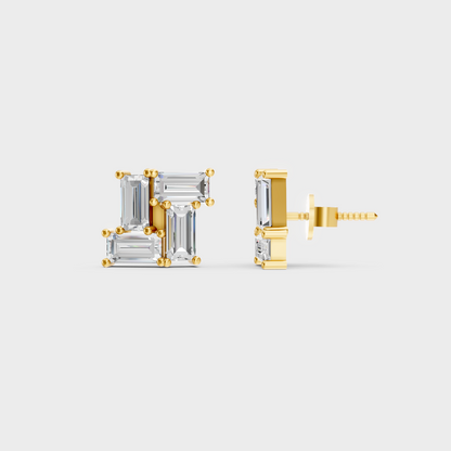 2.88 Ct Baguette Cut Lab Diamond Stud Earrings