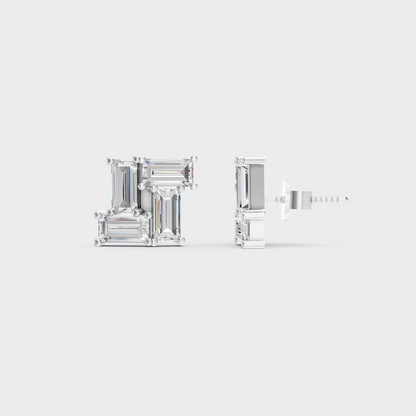 2.88 Ct Baguette Cut Lab Diamond Stud Earrings