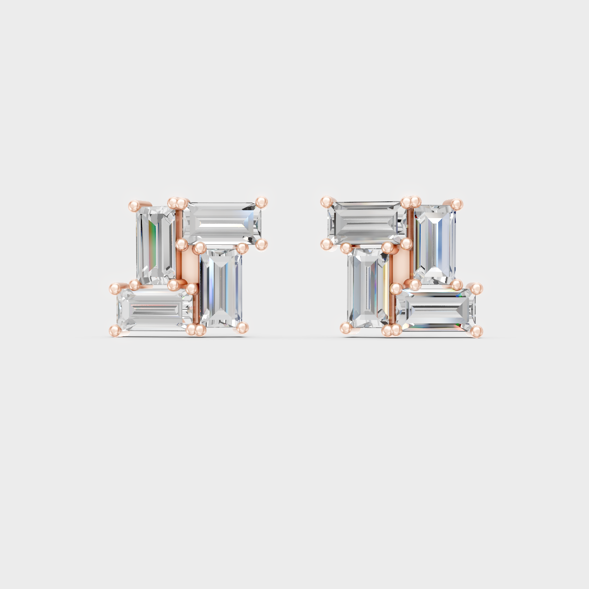 2.88 Ct Baguette Cut Lab Diamond Stud Earrings