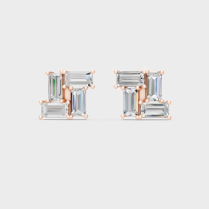 2.88 Ct Baguette Cut Lab Diamond Stud Earrings