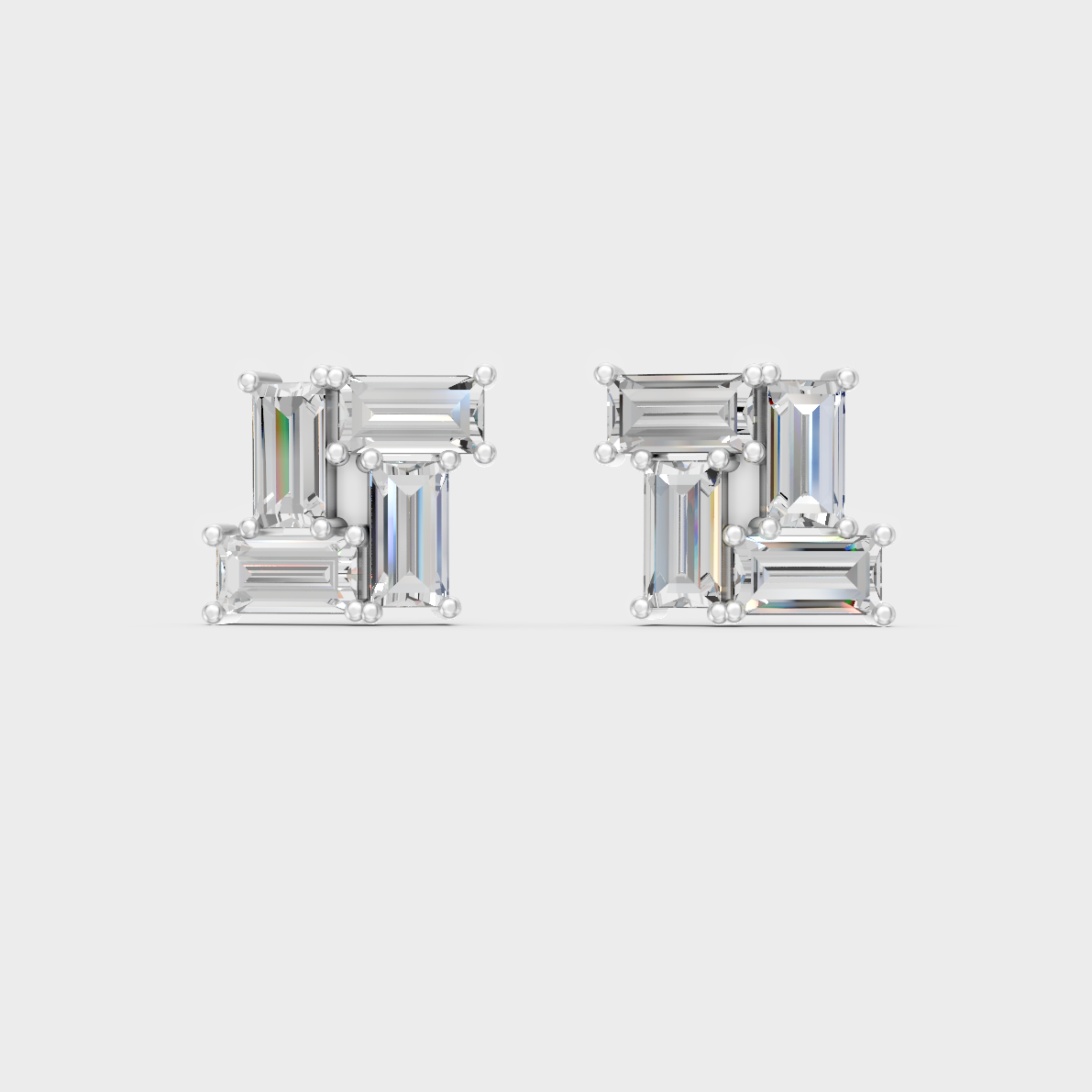 2.88 Ct Baguette Cut Lab Diamond Stud Earrings