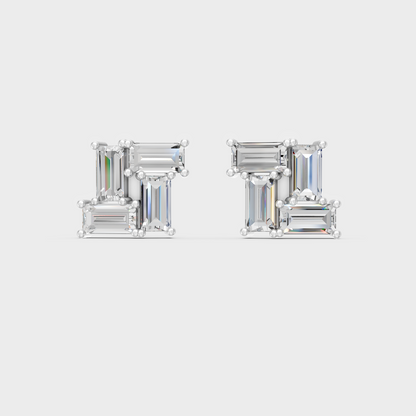 2.88 Ct Baguette Cut Lab Diamond Stud Earrings