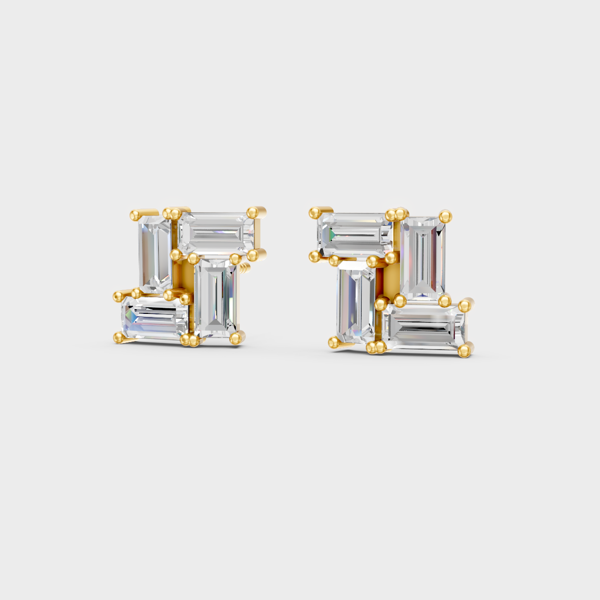 2.88 Ct Baguette Cut Lab Diamond Stud Earrings