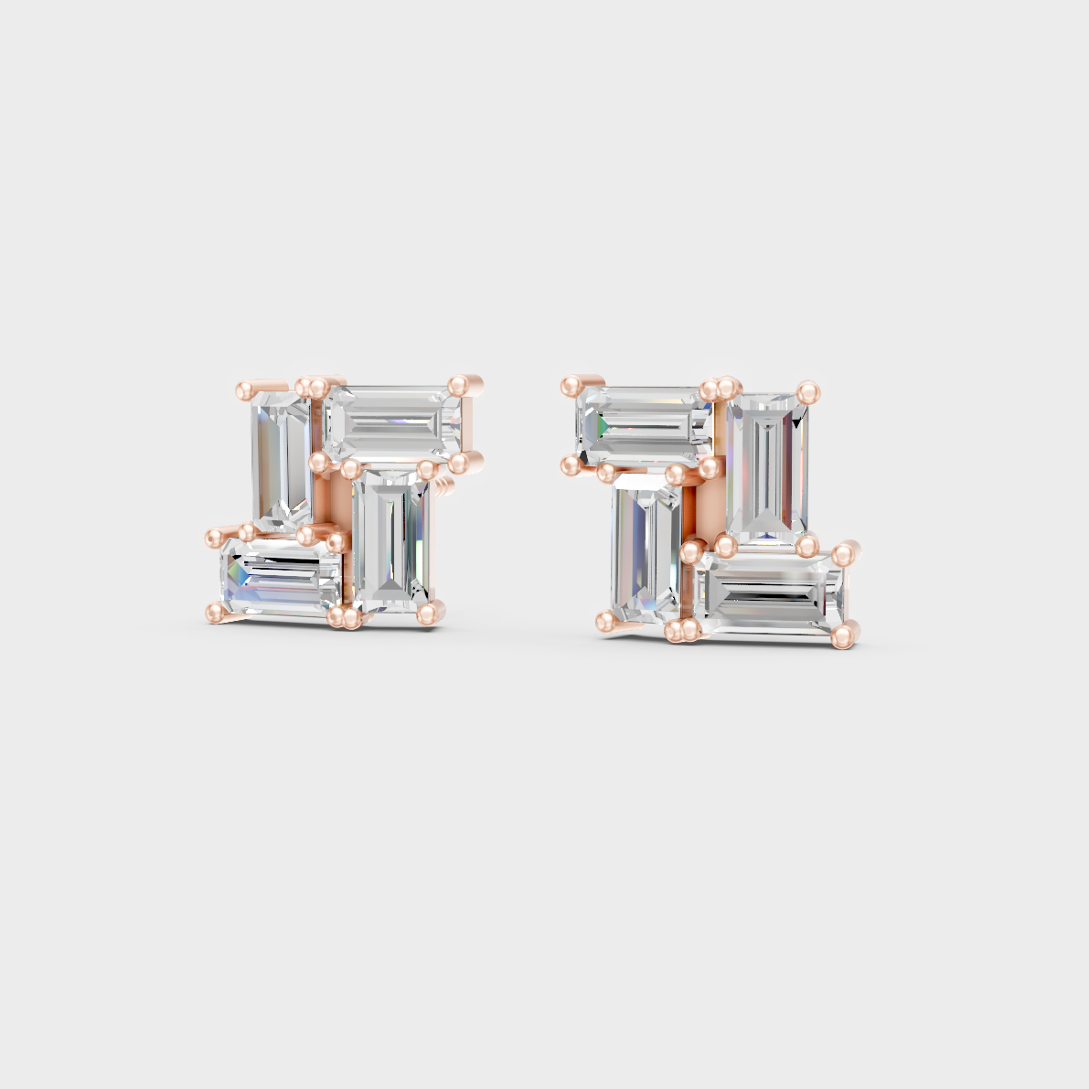 2.88 Ct Baguette Cut Lab Diamond Stud Earrings